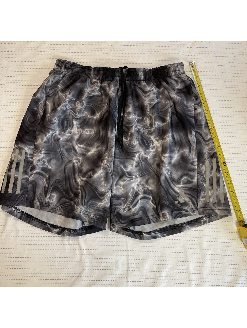 Adidas Shorts Aeroready Mens L 7” Grey Black Marble Print Running
